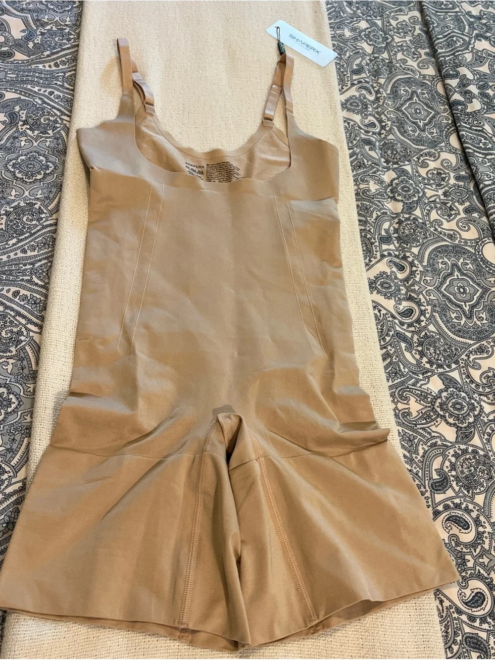 SHAPERX Fitness Size Medium One Piece Bodysuit Shapewear Open Gusset NEW